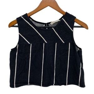 Mango Womens Black Striped Cropped Top